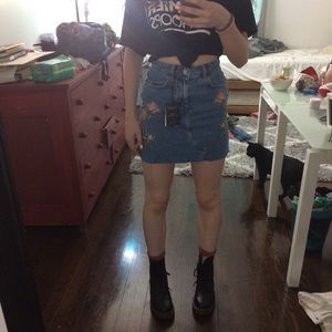 Embroidered Denim Skirt